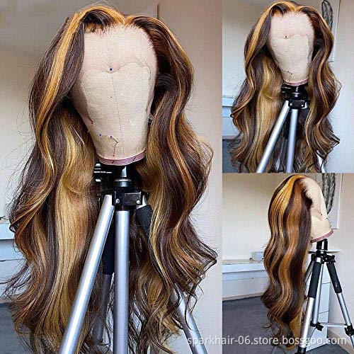 Full Lace Wig 150% Density Color Ombre Wigs #27/#613 Brazilian Remy Piano Color Human Hair Lace Front Wig 8"-30"